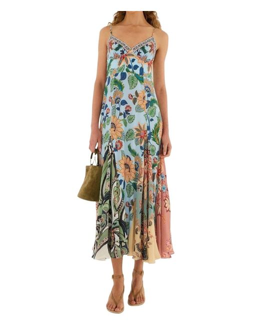 Farm Rio Blue Delhi Floral Sleeveless Maxi Dress