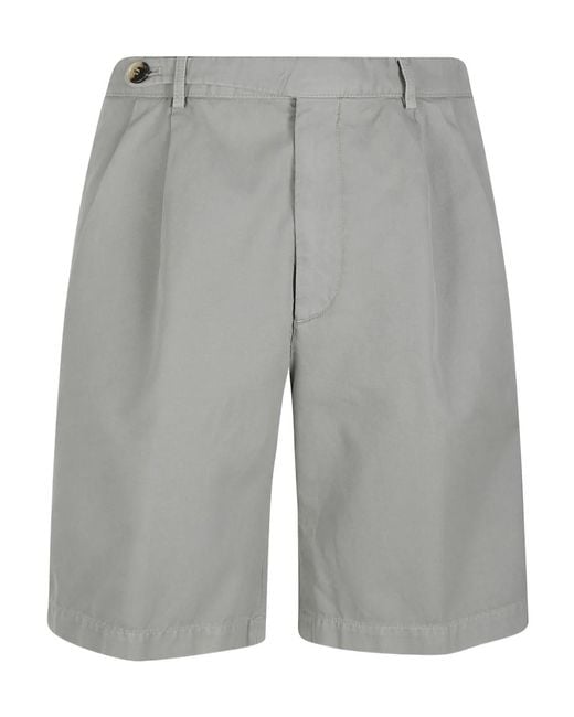 Brunello Cucinelli Gray Pleated Detail Shorts for men