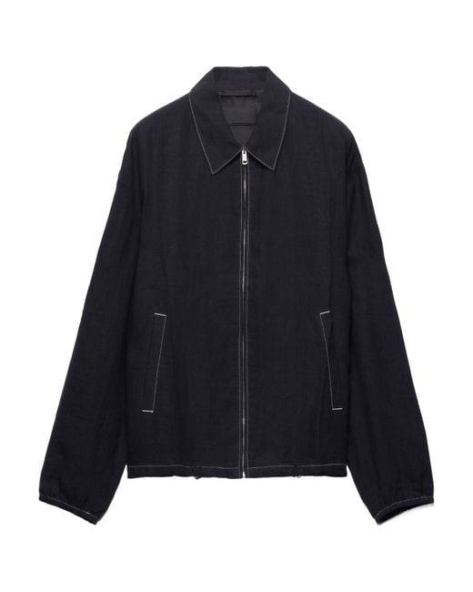 Prada Blue Cotton Blouson Jacket for men