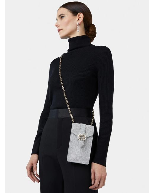 Roger Vivier Gray Miss Vivier Pocket Phone Holder