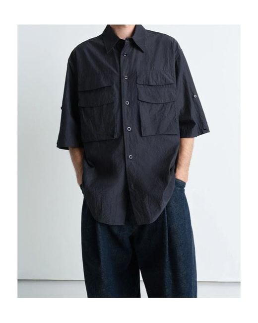 Lemaire Blue Button-Detailed Collared Shirt for men