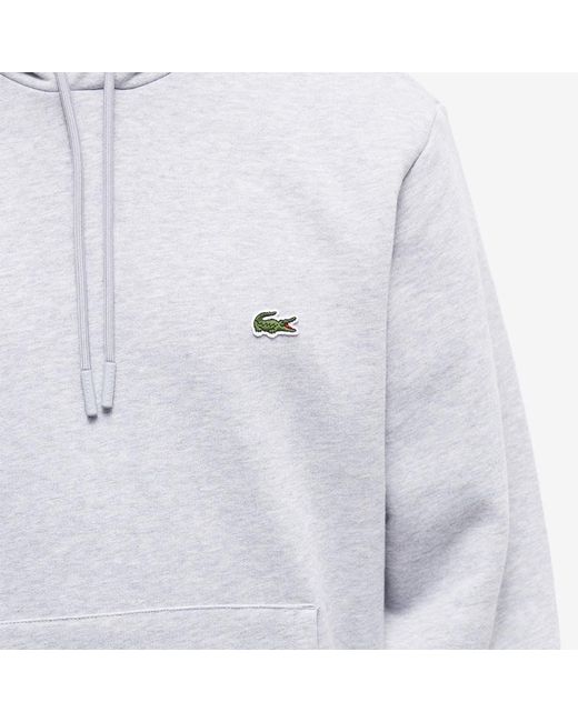 Lacoste White Logo Embroidered Drawstring Hoodie for men