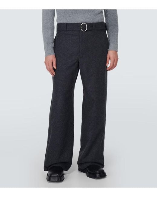 Jil Sander Blue Virgin Wool Wide-Leg Pants for men