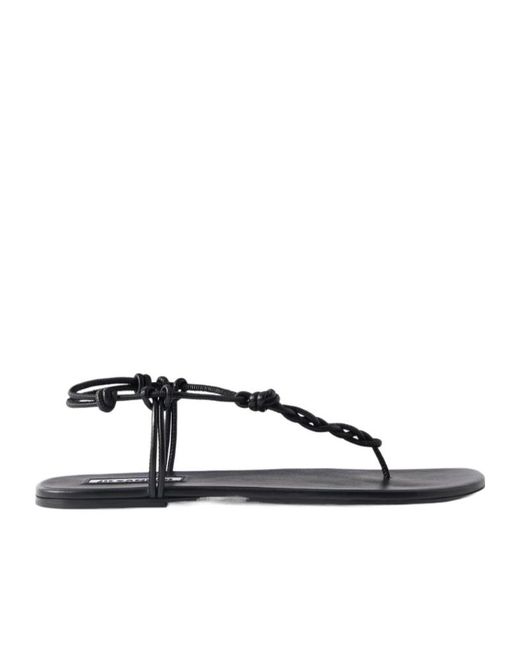 Jil Sander Black Braided Leather Sandals