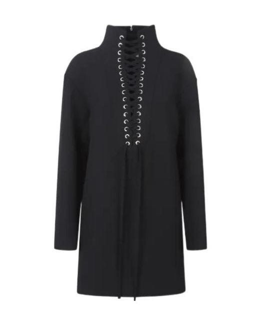 Khaite Blue Lace-Up High-Neck Lee Dress