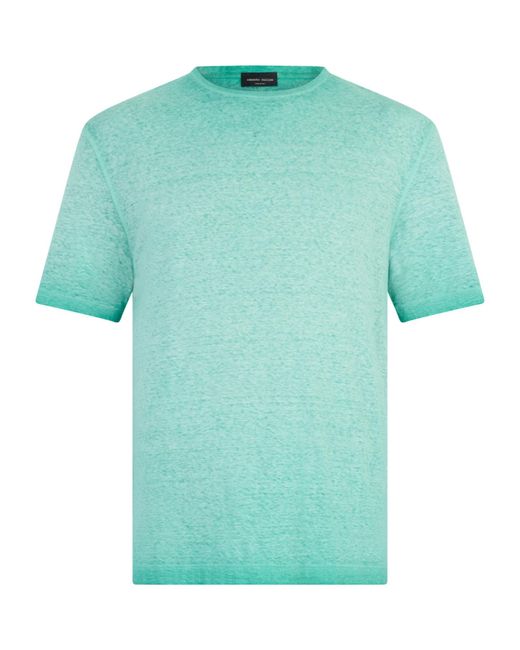 Roberto Collina Blue Linen Crew-Neck T-Shirt for men