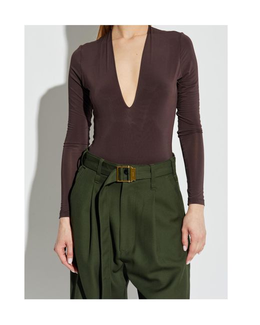 Zimmermann Brown Dawning Long Sleeved Bodysuit
