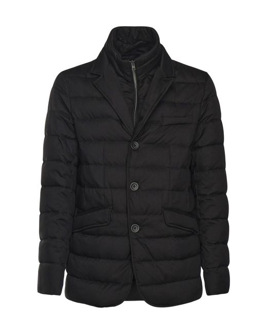 Herno Black Layered-Effect Quilted Down Jacket for men