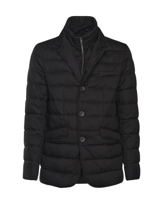 Herno Black Quilted Long-Sleeved Down Jacket for men