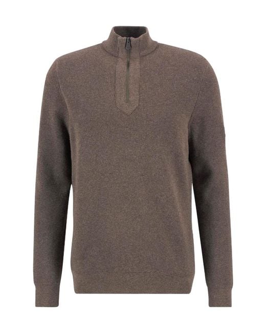 Barbour Brown Crawley Half Zip Jumper for men