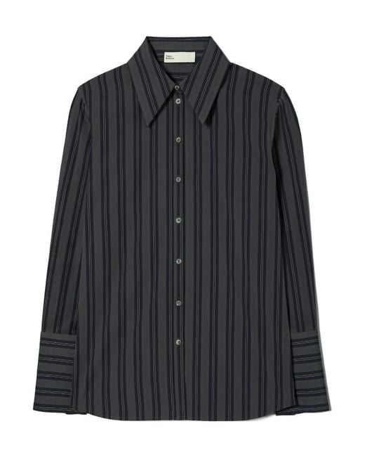 Tory Burch Black Striped Buttoned Shirt