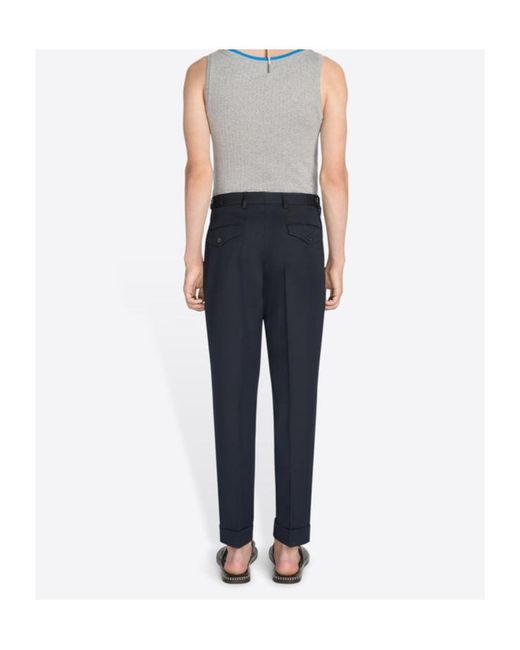 Dries Van Noten Blue Cuffed Trousers for men