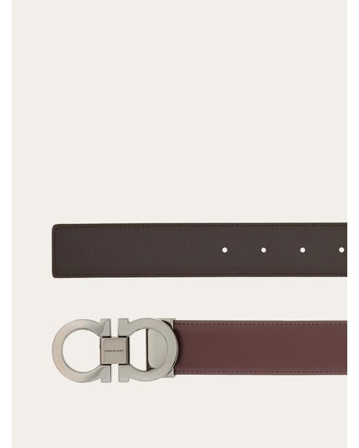 Ferragamo White Ferragamo Gancini Buckled Reversible Belt for men