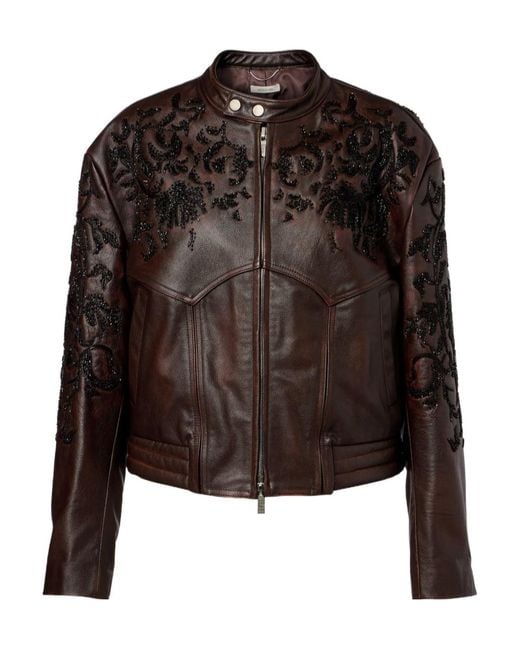 JACQUES WEI Black Beaded Leather Jacket