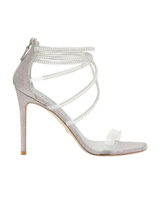 Stuart Weitzman White Logo High-Heeled Sandals