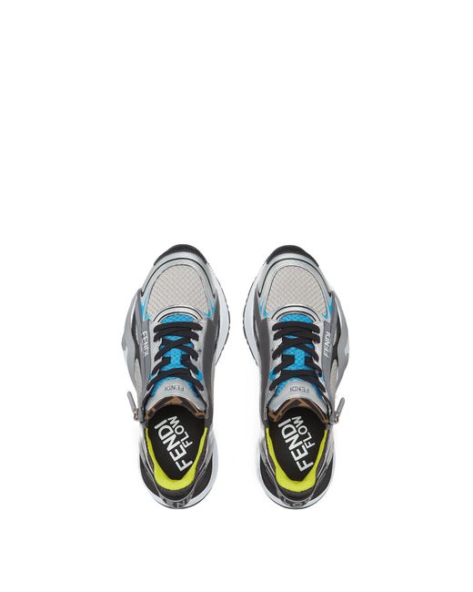Fendi Blue Flow Lace-Up Sneakers for men