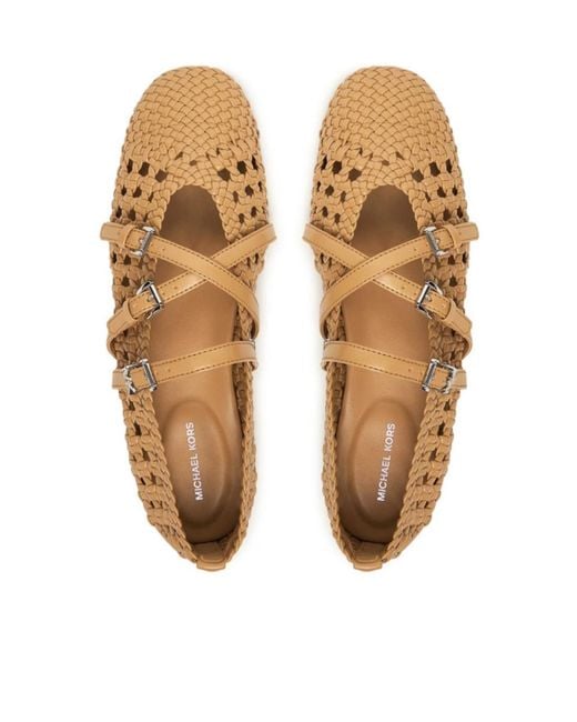 MICHAEL Michael Kors Brown Indy Flex Woven Ballet Flats