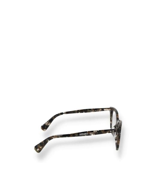 KENZO White Tortoiseshell Logo-Arm Glasses