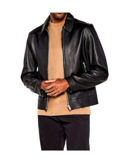 Boss Black Leather Jacket for men