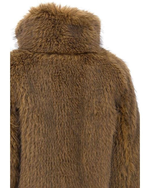 Moose Knuckles Brown Zip Faux-Fur Jacket