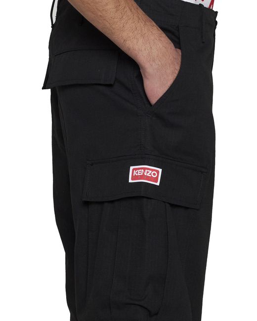 KENZO Black Cargo Workwear Shorts for men