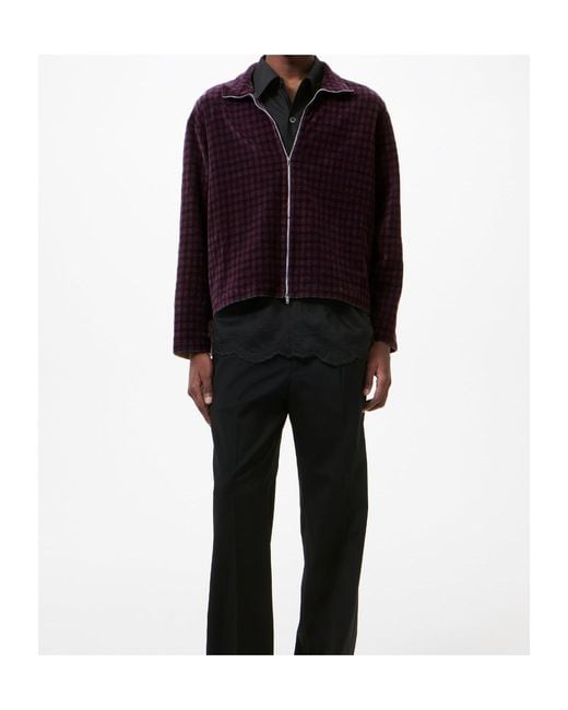 Our Legacy Purple Shrunken Long-Sleeved Zip-Up Jacket for men