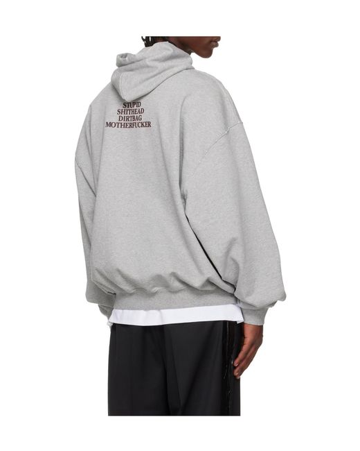 Vetements Gray Mf Long-Sleeved Hooded Sweatshirt for men