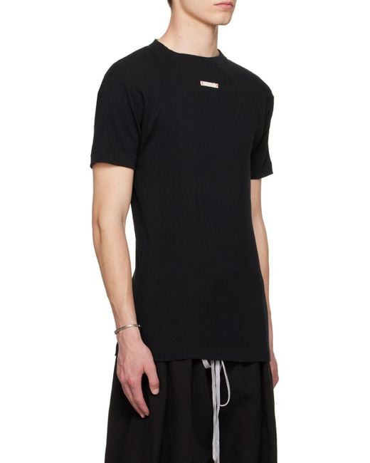 Maison Margiela Black Logo Patch Knitted T-Shirt for men