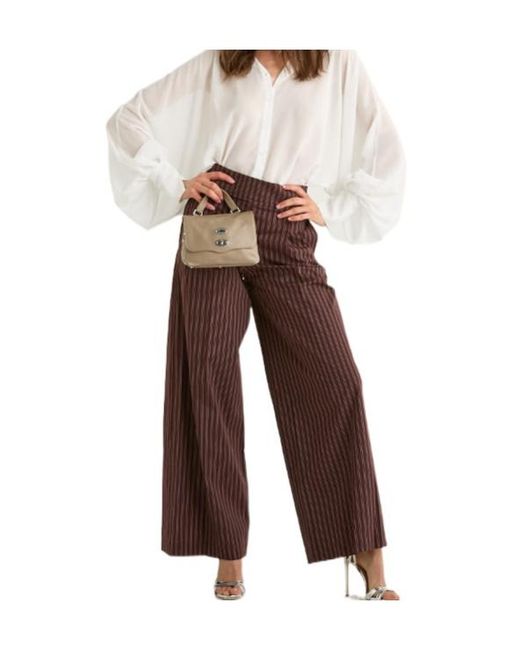 Patrizia Pepe Purple Striped Wide-Leg Trousers