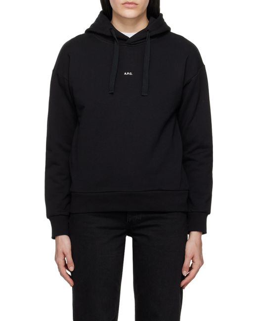 A.P.C. Black Logo Detailed Drawstring Hoodie