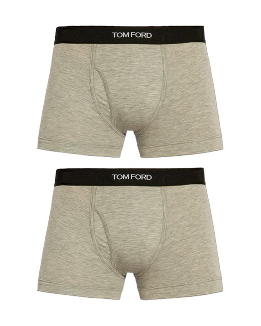 Tom Ford Gray Pack Of Two Logo Waistband Stretched Briefs for men