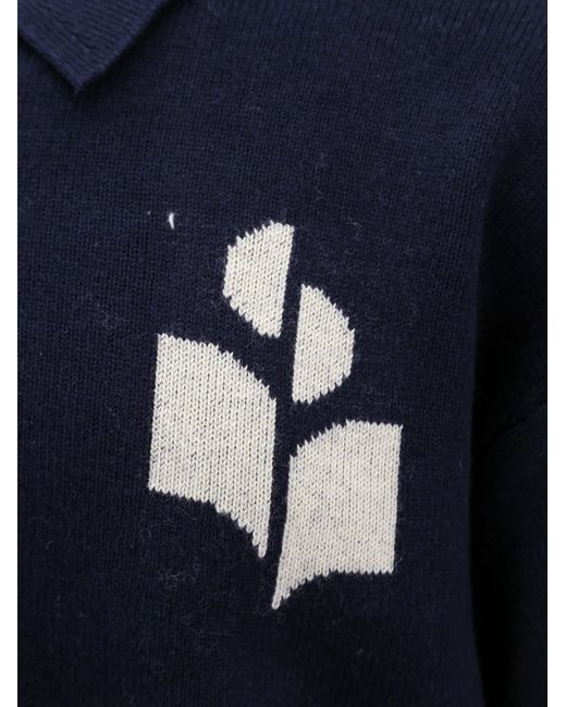 Isabel Marant Blue William Logo Jacquard Sweater for men