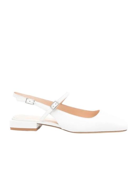 P.A.R.O.S.H. Natural Leather Flat Slingback Pumps