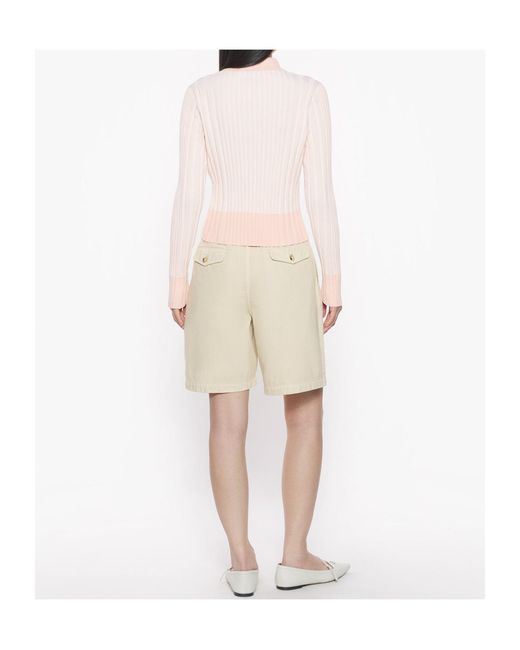 Maison Kitsuné Pink Baby Fox Patch Pleated Ribbed Cardigan