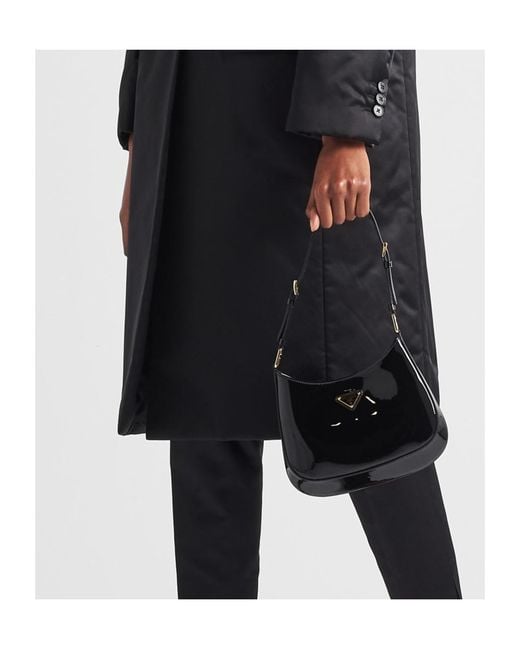 Prada Black Cleo Logo Plaque Shoulder Bag