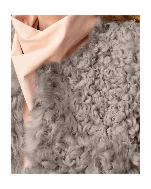AMI Gray Shearling Short Coat