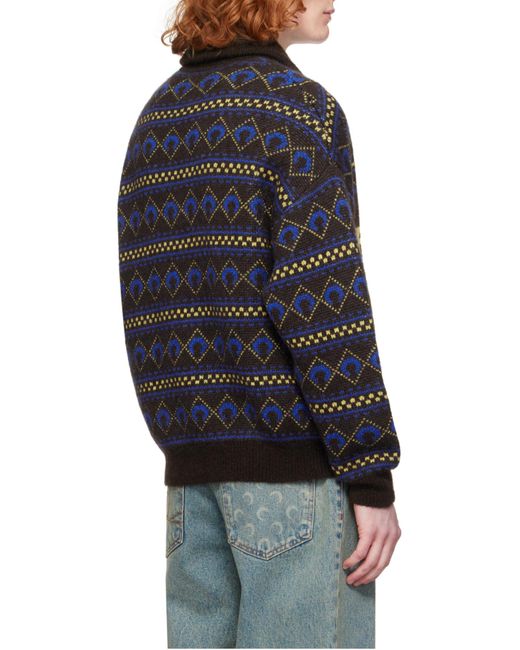 MARINE SERRE Black Lapel Long Sleeve Sweater for men