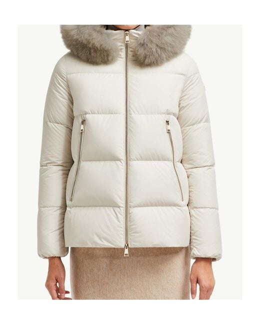 Moncler Natural Laichefur Shearling-Trimmed Short Down Jacket