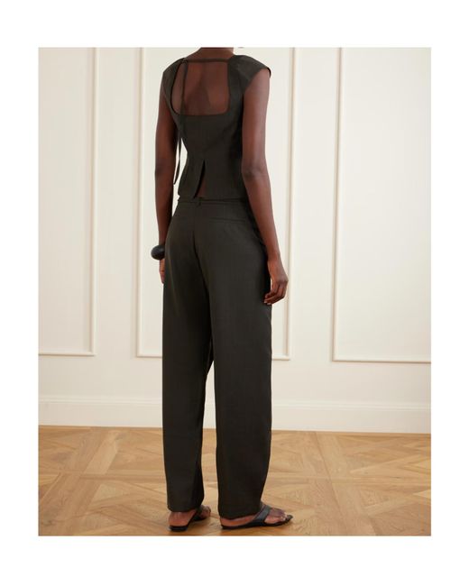 St. Agni Black Short-Sleeved Square Neck Top