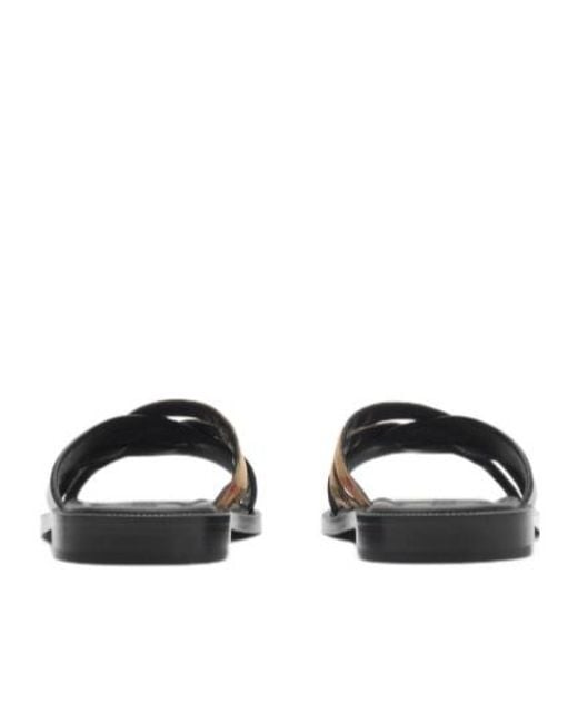 Burberry Brown Check Drift Sandals for men