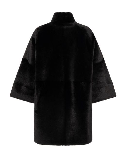 Yves Salomon Black Oversized Shearling Coat
