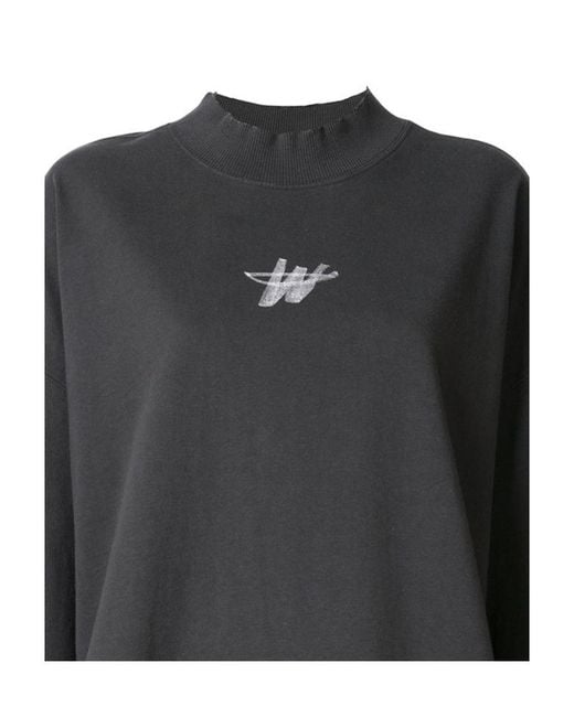we11done Black Distressed-Hem Sweatshirt for men