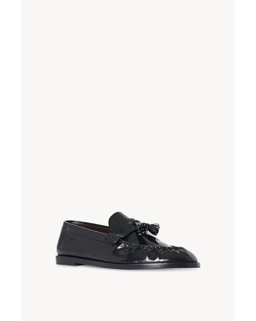 The Row Black Tassel Loafer Shoes for men