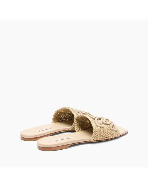 Casadei Metallic Woven-Strap Flat Sandals