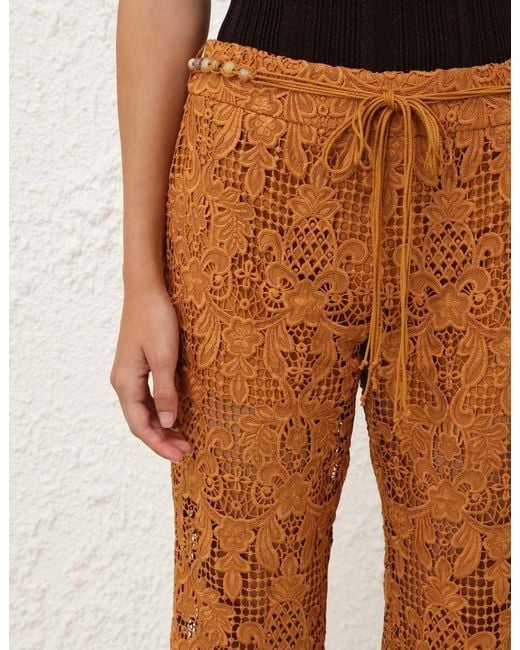 Zimmermann Brown Coco Lace Flared Pants