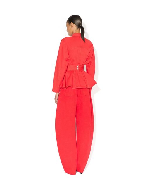 Alaïa Red Cowboy Stand Collar Jacket