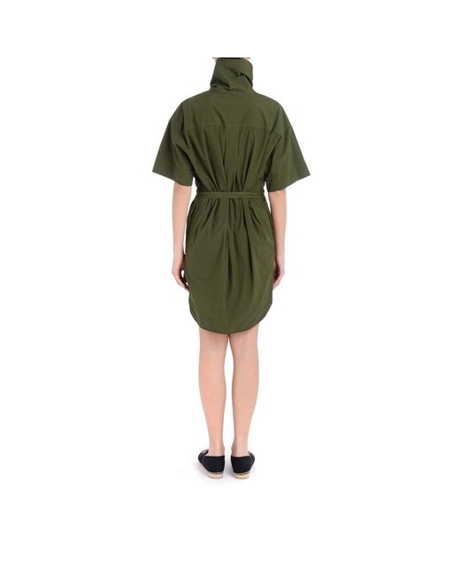 KENZO Green High-Neck Belted Dress
