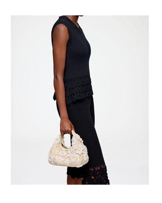 Ganni Natural Mini Hobo Crochet Handbag