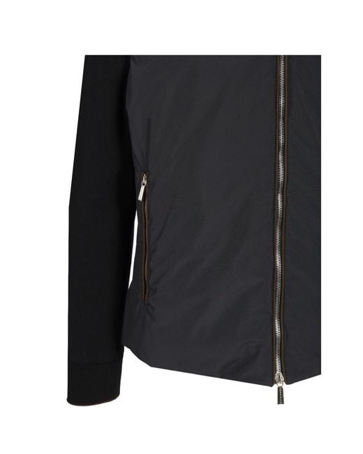 Moorer Black Evan H Stp Zip-Up High Neck Jacket for men