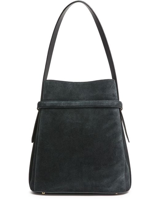 Totême Black Belted Suede Bucket Bag